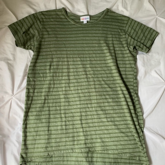 Green Striped LuLaRoe Fitted Tee - Picture 3 of 4